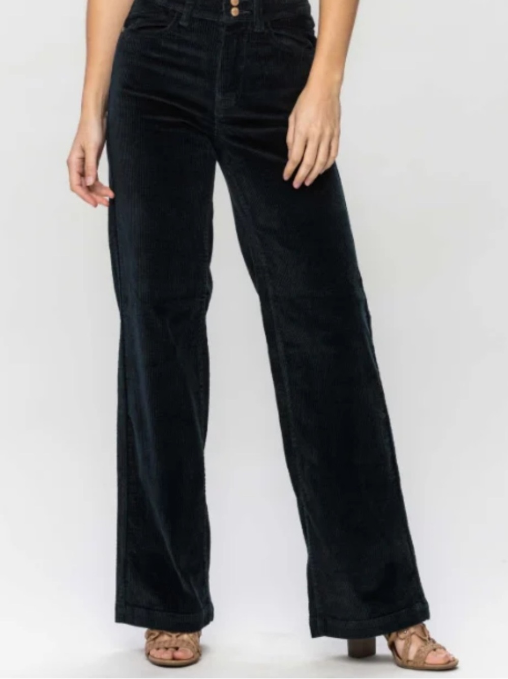 Judy Blue Emerald Green Corduroy Wide Leg Trousers 13